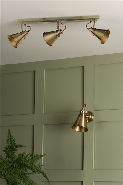 (image for) Laura Ashley Rufus 3lt Bar Spotlight Antique Brass